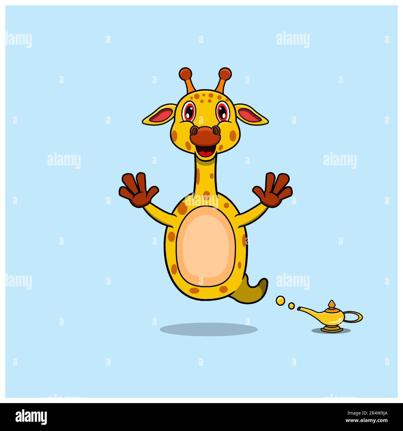 Animali simpatici e divertenti con giraffa. Personaggio genio. Perfetto per Mascot, logo, icone e Charachter Design. Vettore e illustrazione Illustrazione Vettoriale