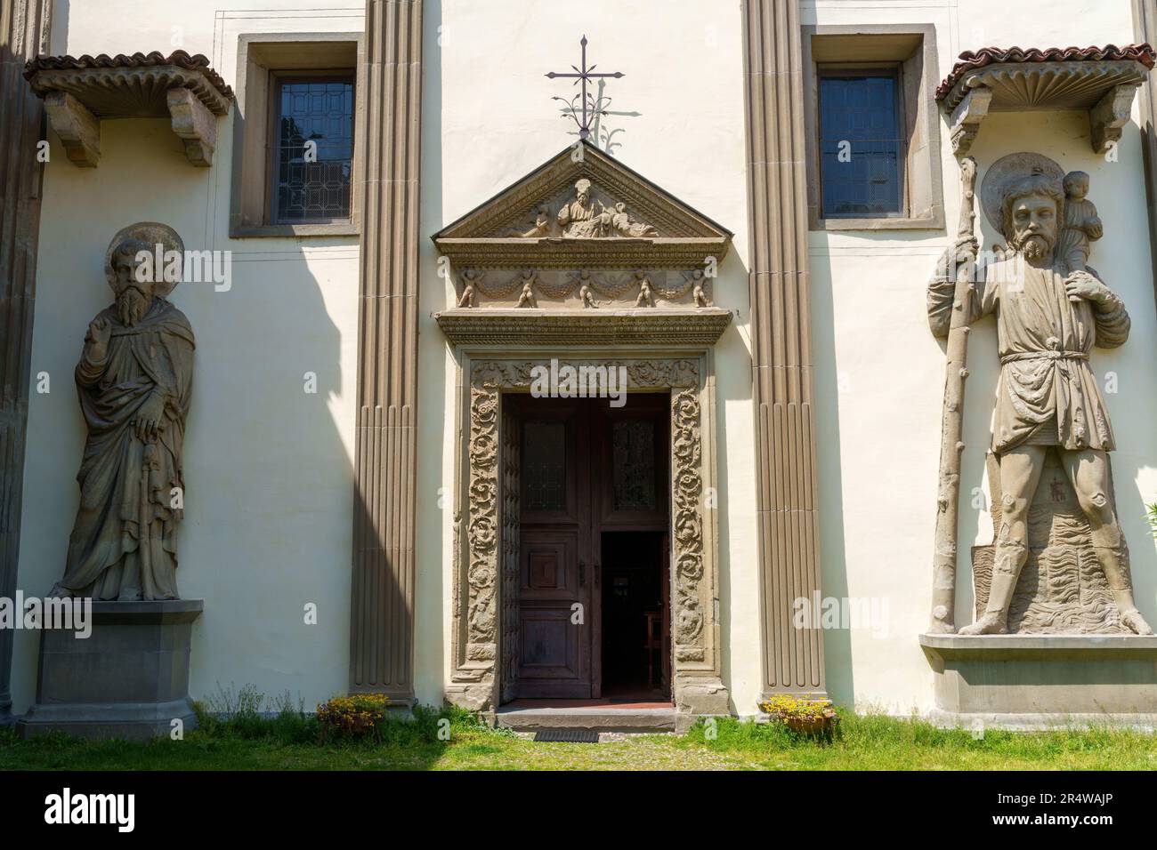 Facciata della storica chiesa del Santissimo Corpo di Cristo a Castiglione Olona, provincia di Varese, Lombardia, Italia Foto Stock