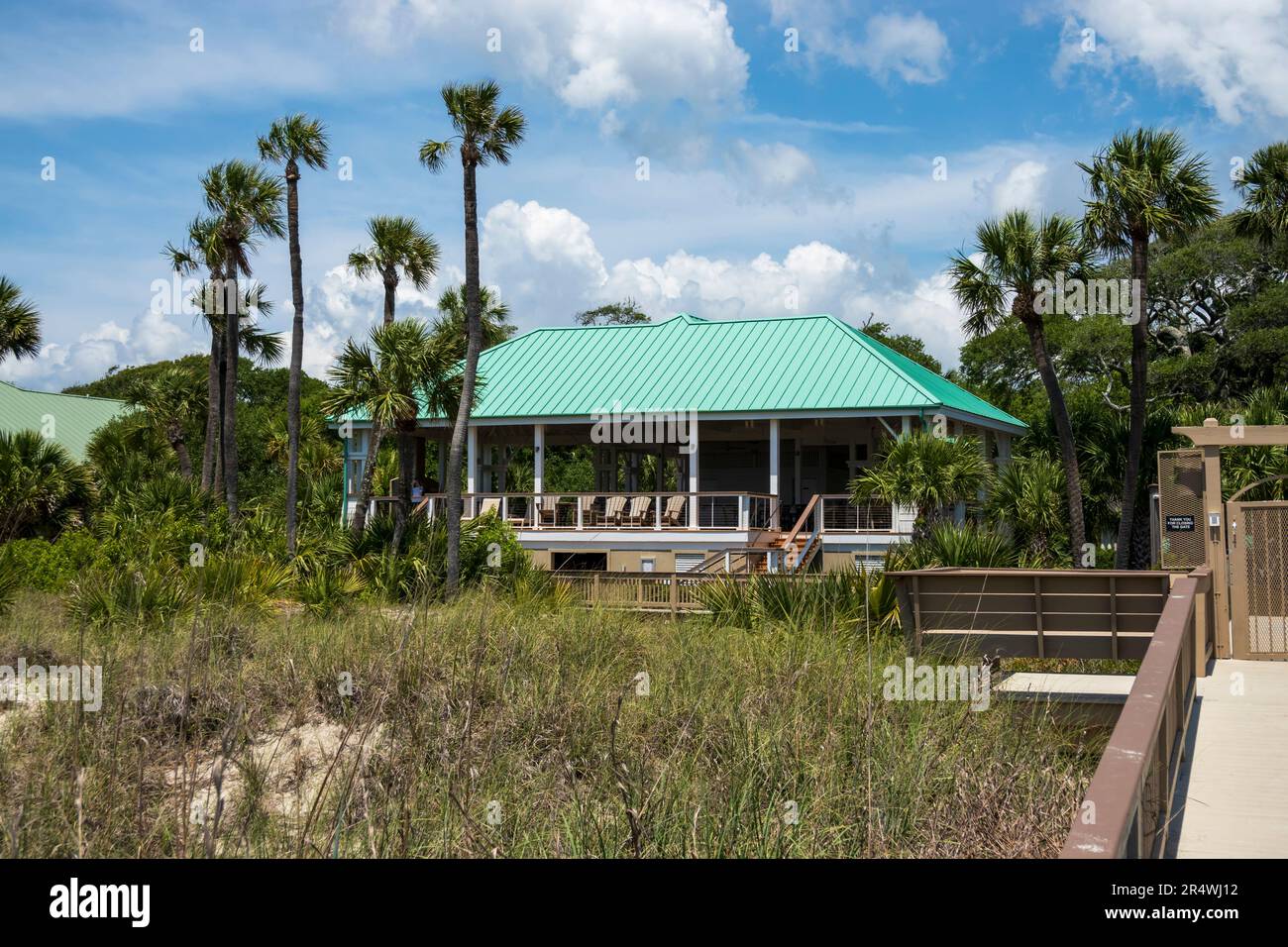 Community Beach House a Hilton Head Island. Un Beach club all'aperto accanto alla spiaggia in una comunità privata. Foto Stock