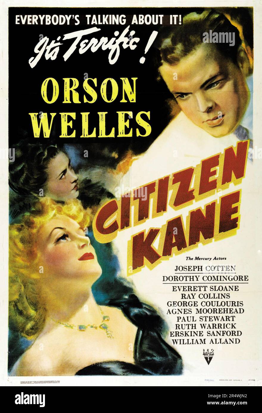 Citizen Kane è un 1941 American Drama film diretto, co-scritto, prodotto da, e interpretato da Orson Welles. La foto è stata Welles' primo lungometraggio. Considerato da molti critici, registi e appassionati per essere il più grande film mai realizzati. Anche interpretato da Joseph Cotten e Dorothy Comingore. Foto Stock