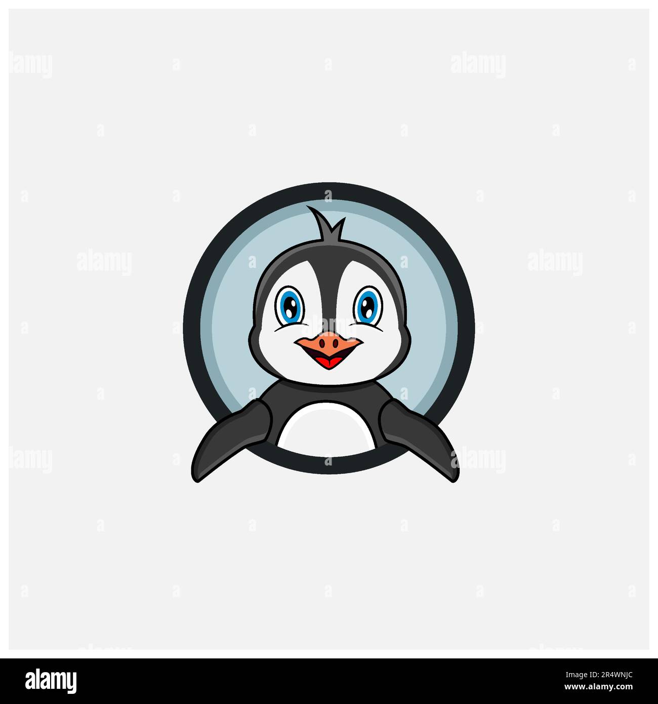 Funny Penguin Head Character Design. Ideale per logo, etichette, modelli e icone. Vettore e illustrazione. Illustrazione Vettoriale