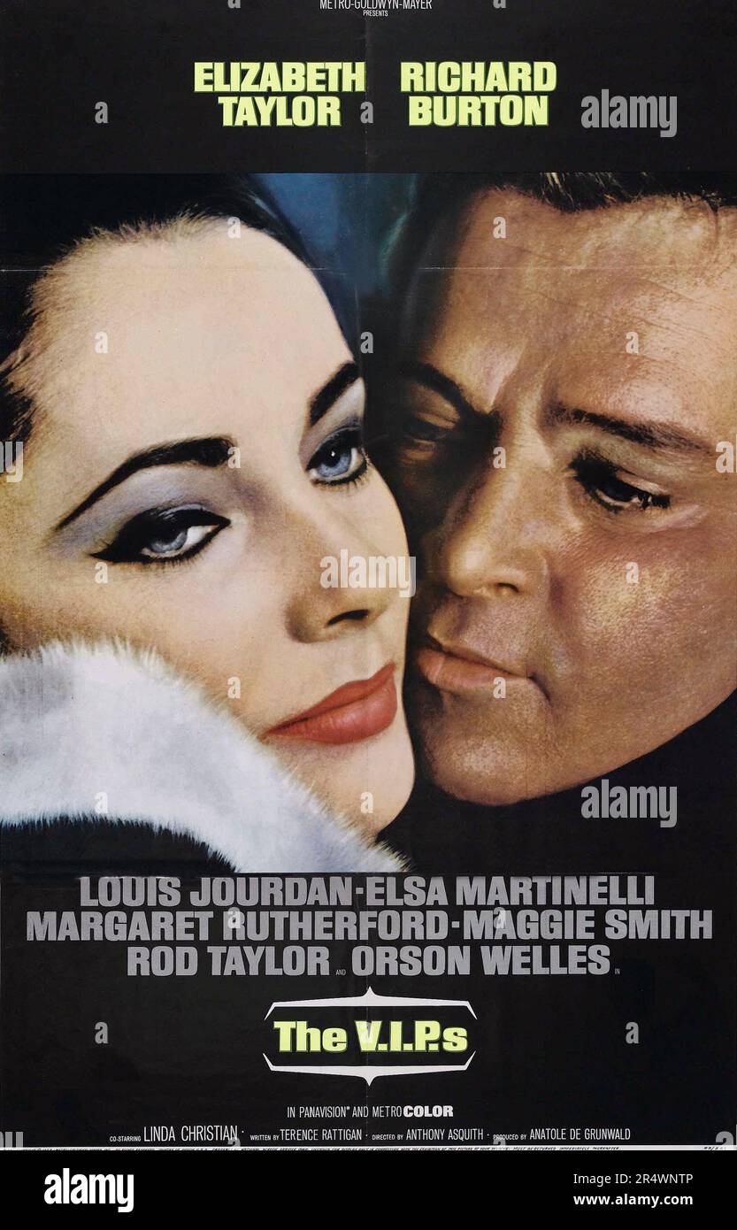 Anno V.I.P.s: 1963 - Direttore britannico: Anthony Asquith Elizabeth Taylor, Richard Burton poster americano Foto Stock