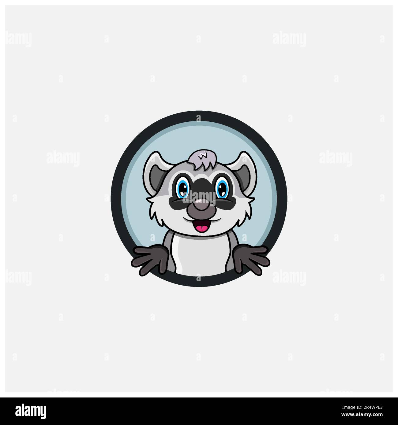 Divertente disegno di carattere della testa di Raccoon. Ideale per logo, etichette, modelli e icone. Vettore e illustrazione. Illustrazione Vettoriale