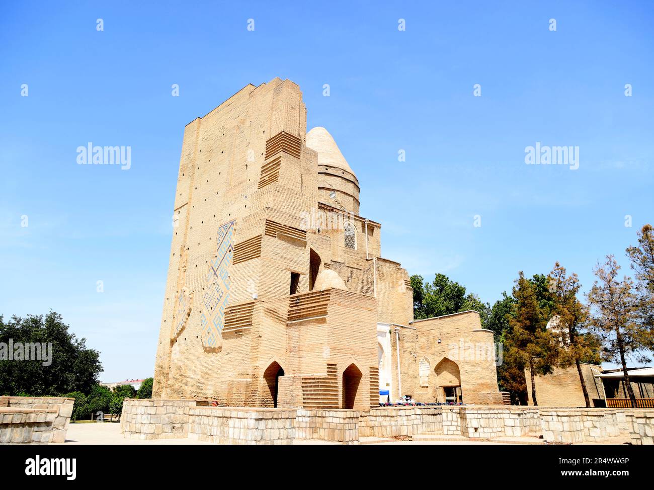 Vista del Mausoleo di Jahongir, Uzbekistan Foto Stock