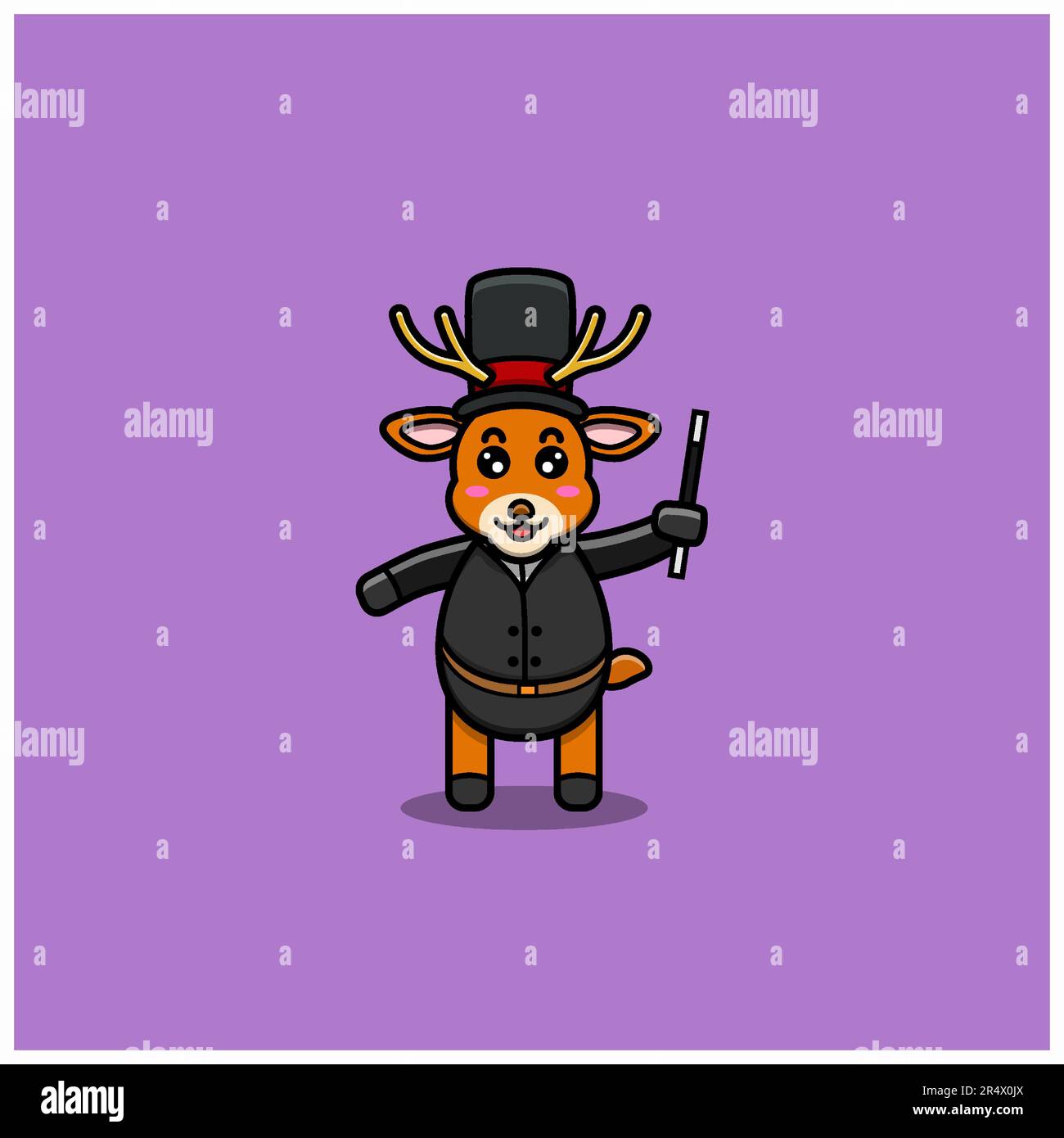 Carino mago bambino cervo carattere . Personaggio, mascotte, icona e Cute Design. Vettore e illustrazione. Illustrazione Vettoriale
