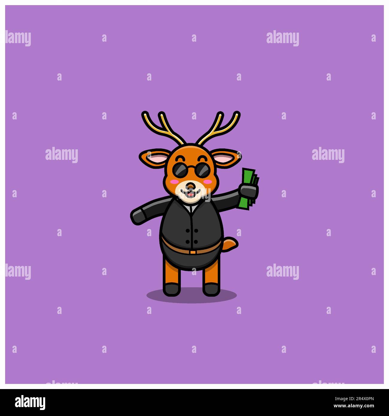 Carino Boss Baby Deer carattere . Personaggio, mascotte, icona e Cute Design. Vettore e illustrazione. Illustrazione Vettoriale