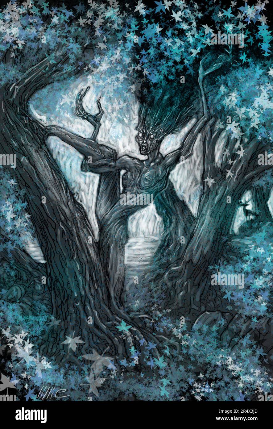 Arte: dryad, hamadryad, mitologia greca, ninfa o spirito della natura che vive negli alberi e assume la forma di bella donna, spesso associata con querce Foto Stock Arte: dryad, hamadryad, mitologia greca, ninfa o spirito della natura che vive negli alberi e assume la forma di bella donna, spesso associata con querce Foto Stock