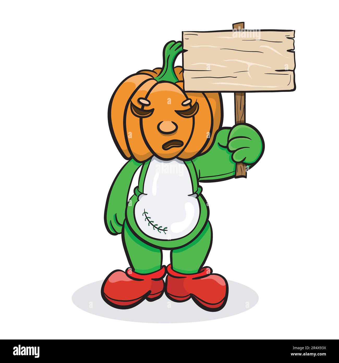 Bambola di zucca con segno bianco in legno. Art. Ritaglio vettore Vettore e illustrazione. Illustrazione Vettoriale