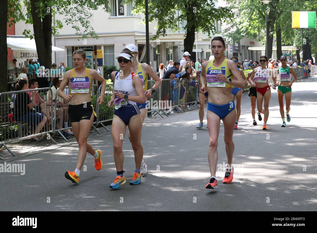 Il gruppo leader nelle 20km Donne al Campionato europeo Race Walking Team 2023 Foto Stock