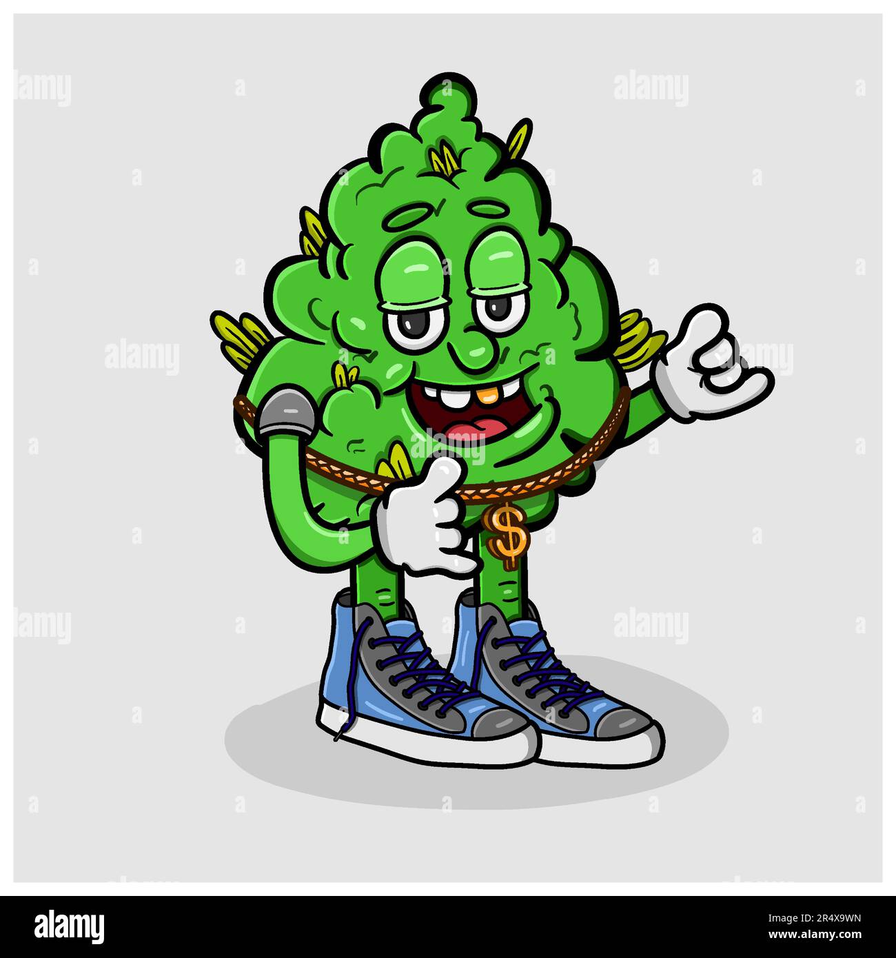 Mascotte di Marijuana Cartoon con ballo e stile fresco. Art. Ritaglio vettore Vettore e illustrazione Illustrazione Vettoriale