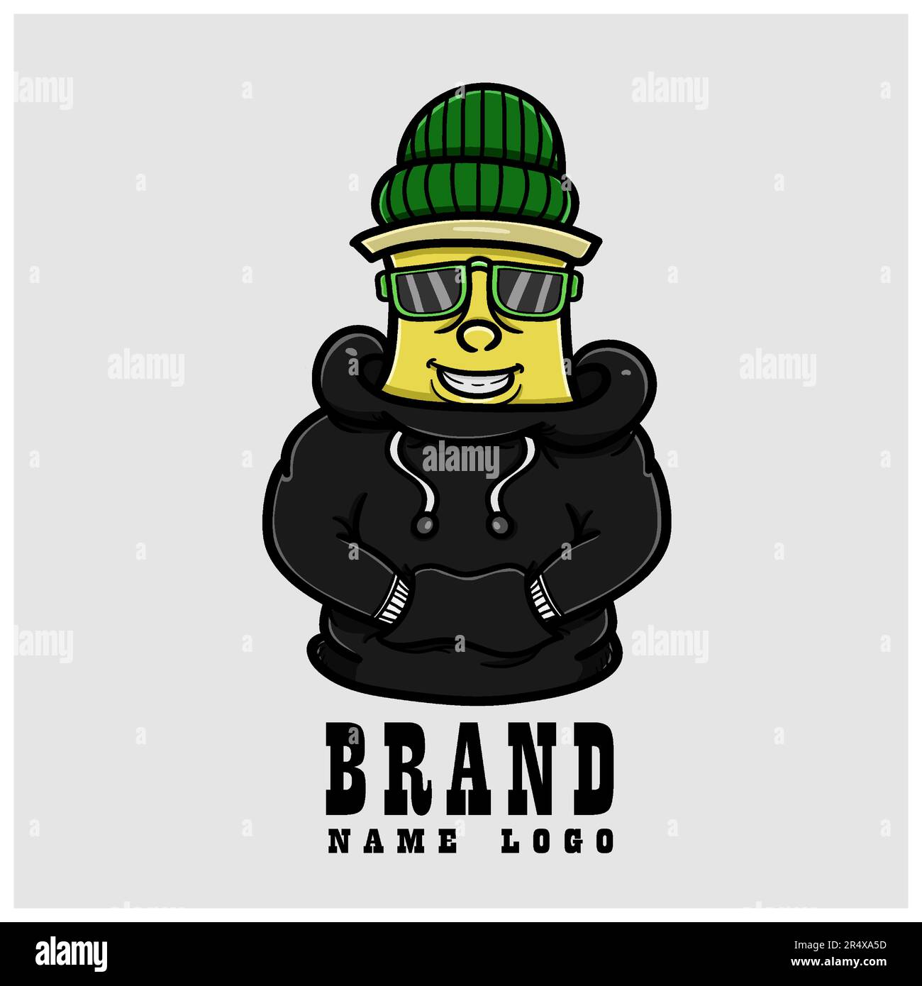 Cartoon in bomboletta Graffiti Spray con cappuccio. Logo semplice. Vettore e illustrazione. Illustrazione Vettoriale