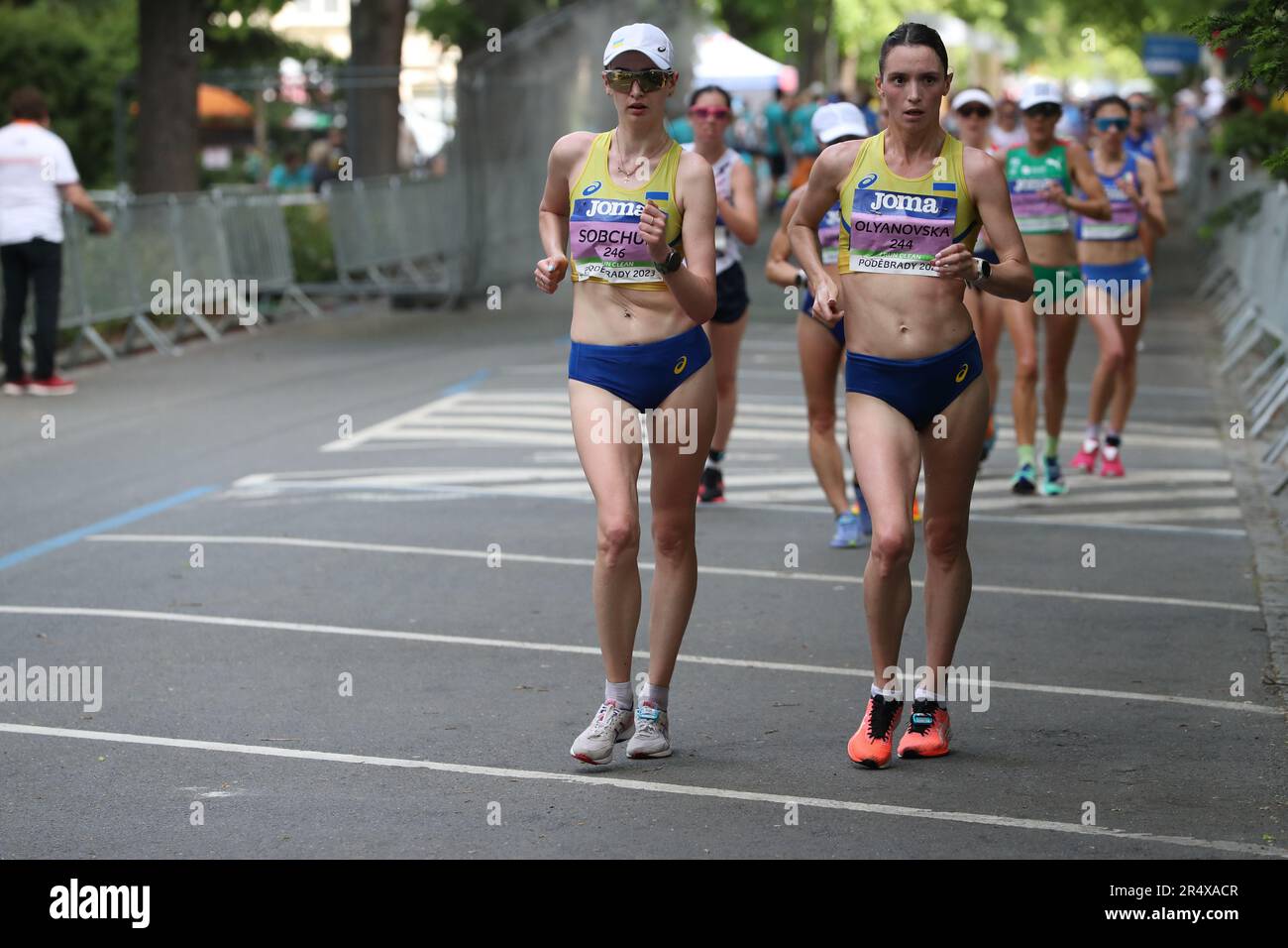 Lyudmila OLYANOVSKA & Olena SOBCHUK nelle 20km Donne al Campionato europeo Race Walking Team 2023 Foto Stock