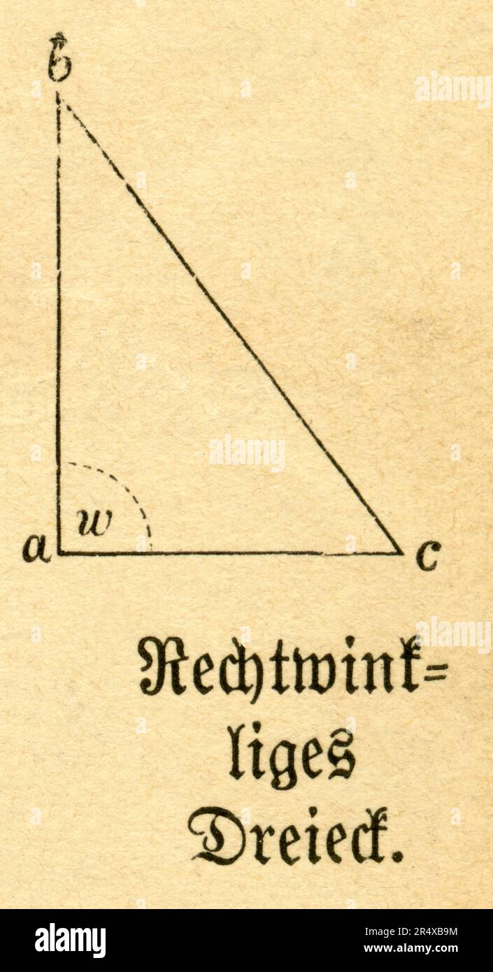 Rechtwinkliges Dreieck, Illustration aus : ' Die Welt in Bildern ', herausgegeben von Dr. Chr. G. Hottinger, im Selbstverlag, Berlino, Straßburg, 1881 . / Triangolo ad angolo retto, illustrazione da : ' Die Welt in Bildern ' ( immagini del mondo ), pubblicato dal Dr. Chr. G. Hottinger in auto-publishing, Berlino, Strasburgo, 1881 . Foto Stock