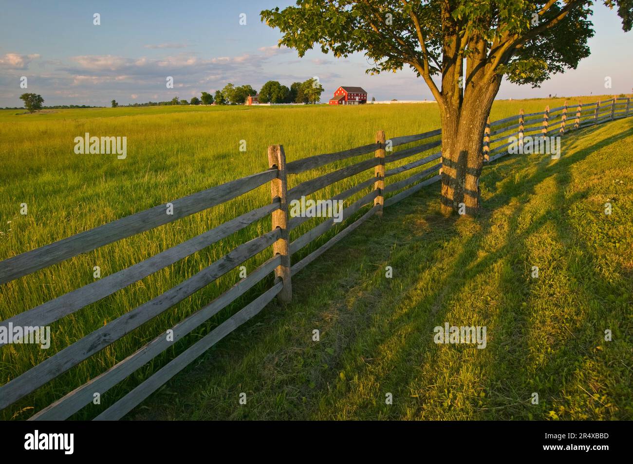 Campo dove ebbe luogo la carica di Pickett, Gettysburg National Military Park, Gettysburg, Pennsylvania, Stati Uniti Foto Stock