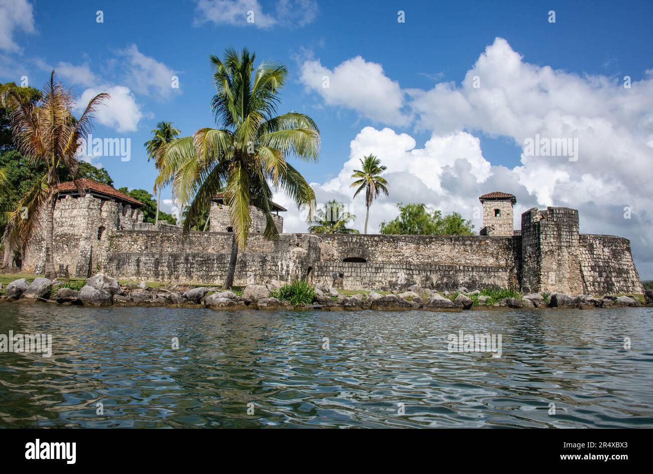 Castello di San Felipe de Lara sul Lago Izabal, Rio Dulce, Guatemala Foto Stock