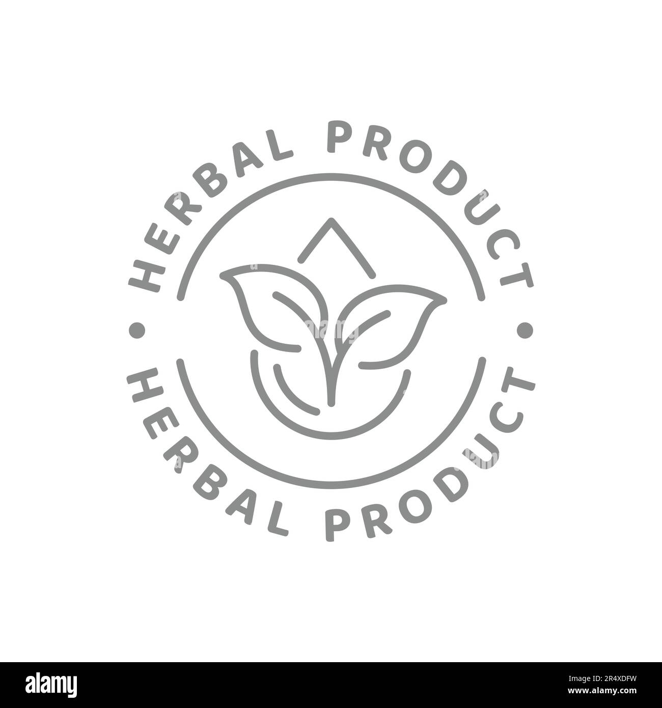 Etichetta vettore linea di prodotti a base di erbe. Integratori alimentari o cosmetici con badge alle erbe. Illustrazione Vettoriale