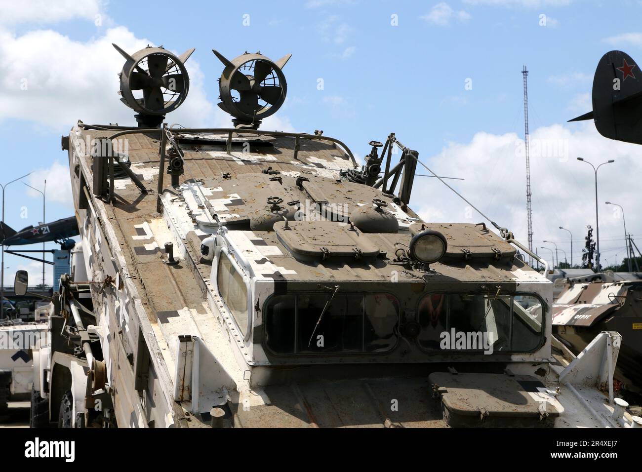 28 maggio 2023, Kamensk-Shakhtinsky, Russia: L'equipaggiamento militare precedentemente utilizzato dalle forze armate russe (esercito russo) viene presentato alla mostra di Patriot Park. Patriot Park (parco patriottico) è una ricostruzione militare e culturale delle forze armate della Federazione Russa (Federal state Autonomous Institution) si trova nella regione di Rostov, nella città di Kamensk-Shakhtinsk, Dove centinaia di campioni di attrezzature militari che è stato utilizzato in precedenza e che ora è utilizzato dalle forze armate della Federazione russa. (Credit Image: © Konstantinov/SOPA Images via ZUMA Press Yu Foto Stock