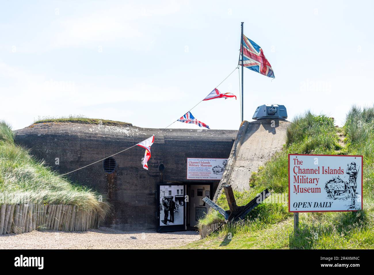 Ingresso al Museo militare delle Isole del canale, la Grande Route des Mielles, Saint Ouen, Parrocchia di St Ouen, Jersey, Isole del canale Foto Stock