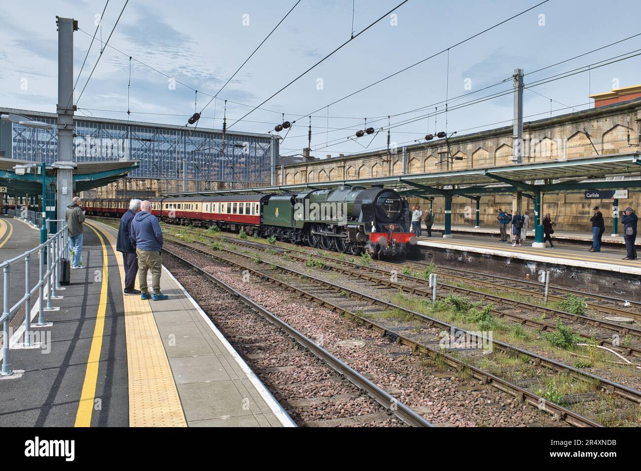 46100 Royal Scot a Carlisle sui treni di Saphos 'The Fellsman' Foto Stock