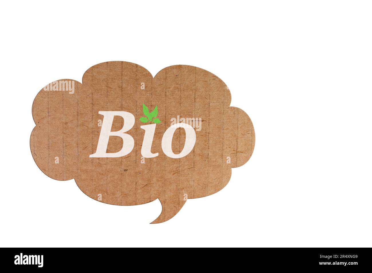 Bolla di parlato in cartone con l'impronta 'Bio', traduzione 'organico', 2D-illustrazione Foto Stock