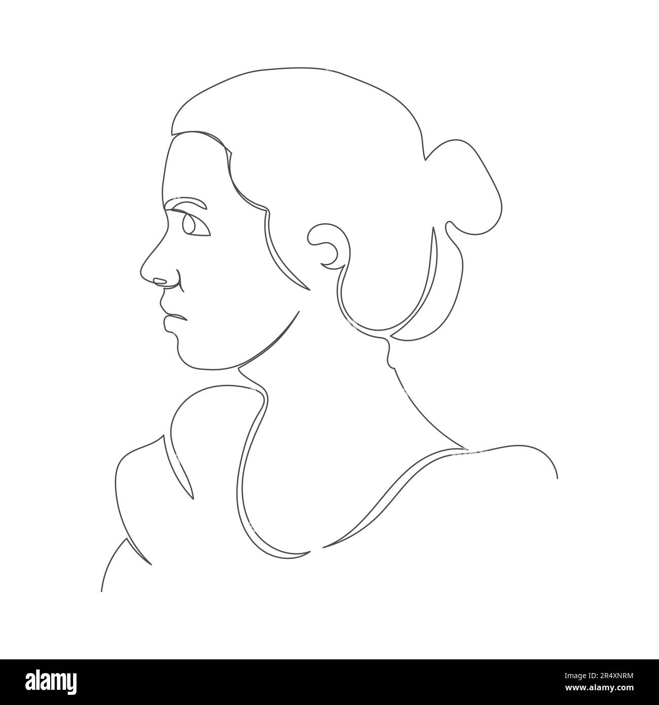 Ritratto astratto di una donna in stile linea continua. Illustrazione per poster, stampe e design creativo Illustrazione Vettoriale