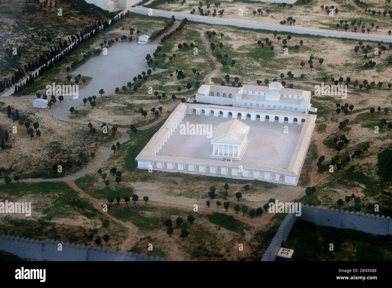 Un modello in scala dell'antica città di Efeso serve ad orientare i visitatori verso il sito archeologico. Efeso, Turchia. Foto Stock