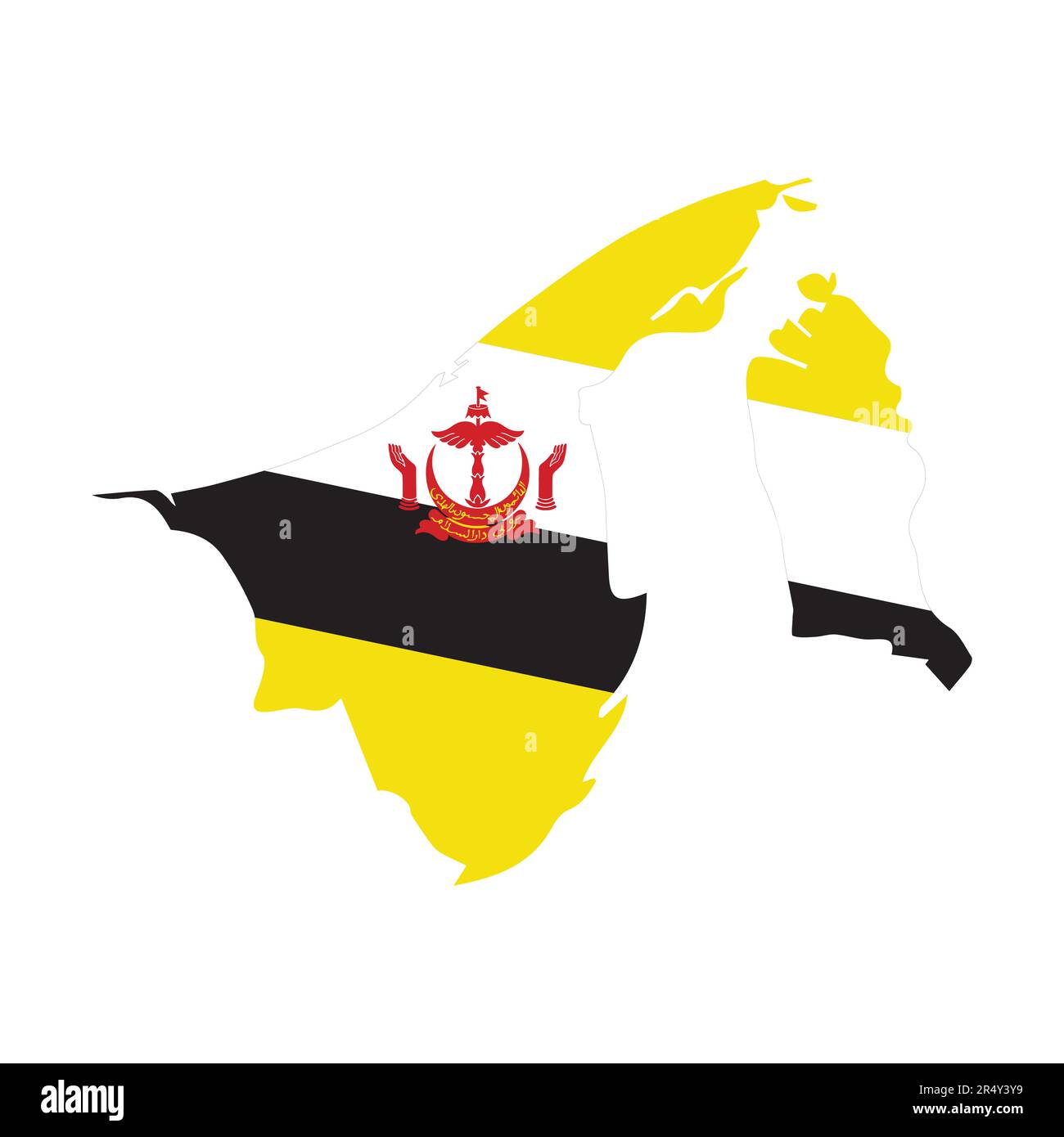 Mappa e bandiera del Brunei su sfondo grigio. Illustrazione vettoriale. Illustrazione Vettoriale
