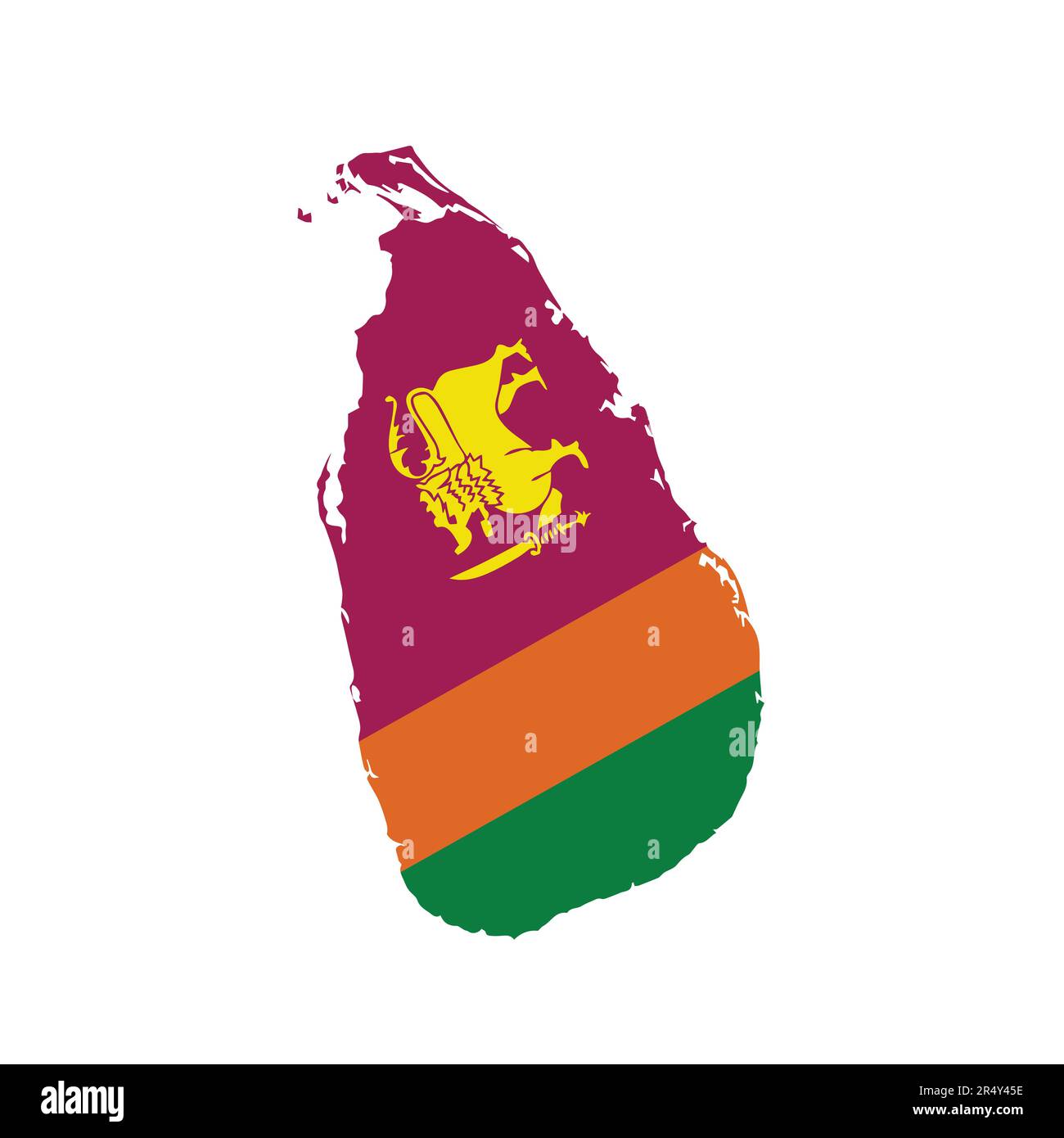 Mappa dello Sri Lanka con bandiera su sfondo bianco. Illustrazione vettoriale. Illustrazione Vettoriale