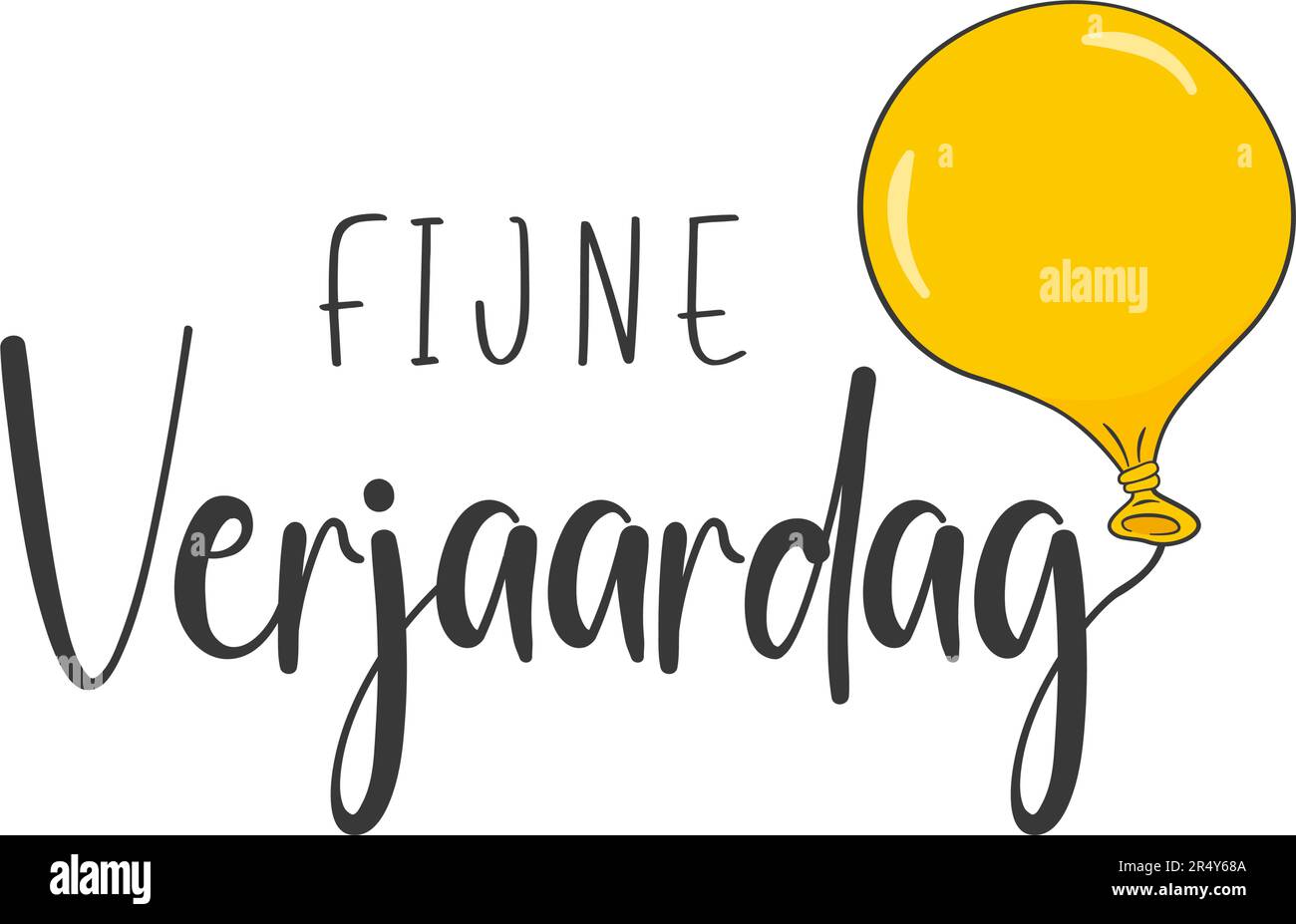 Scritta Happy Birthday in olandese (fijne Verjaardag) con palloncino  giallo. Illustrazione vettoriale. Isolato su sfondo bianco Immagine e  Vettoriale - Alamy