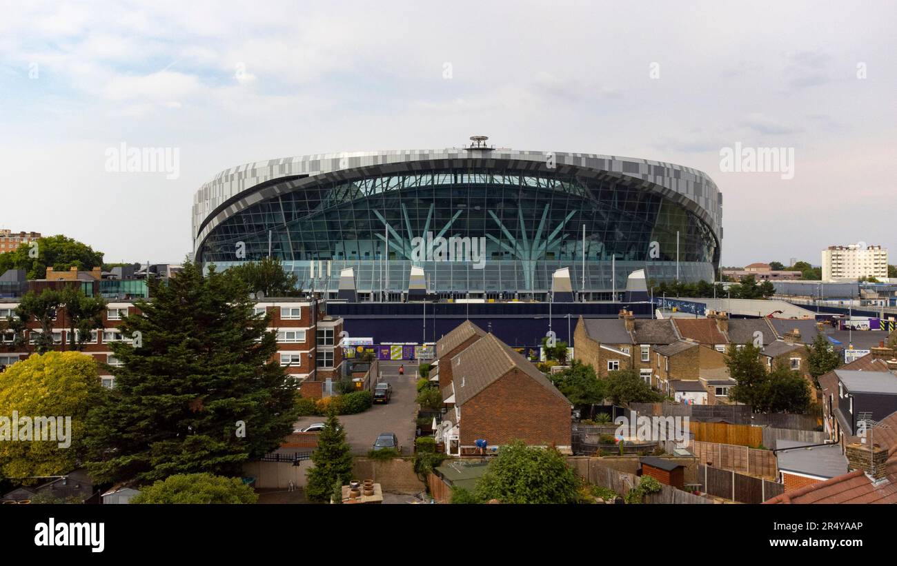 Vista aerea del Tottenham Hotspur Stadium, sede del Tottenham Hotspur FC o degli Spurs, come più comunemente conosciuti. Foto Stock