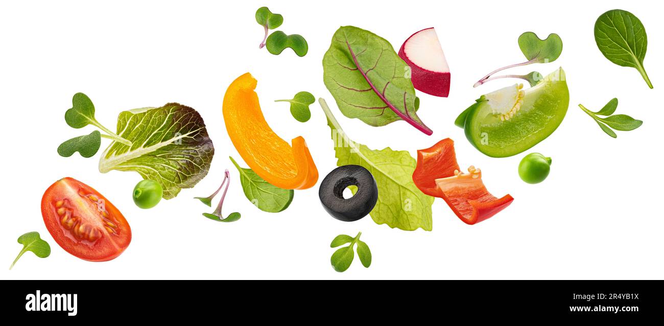 Verdure fresche, ingredienti sani per disintossicare isolato su sfondo bianco Foto Stock