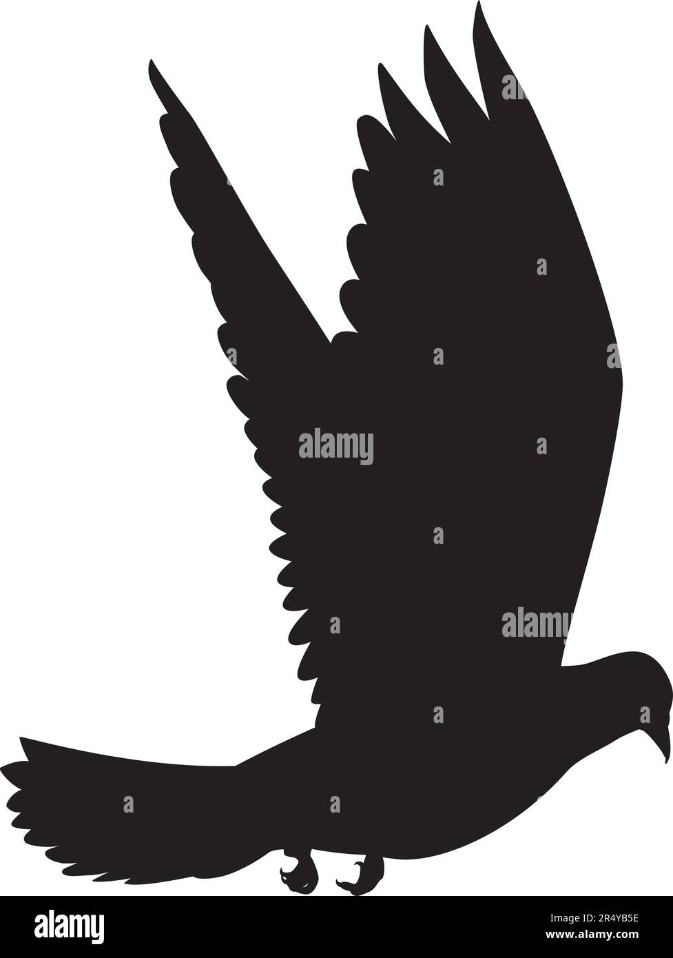 Flying dove o Pigeon Silhouette Illustrazione Vettoriale