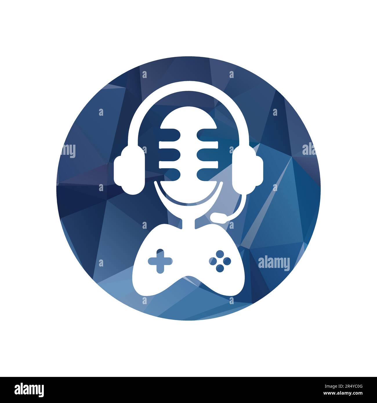 Microfono podcast con icona della cuffia, illustrazione vettoriale Illustrazione Vettoriale