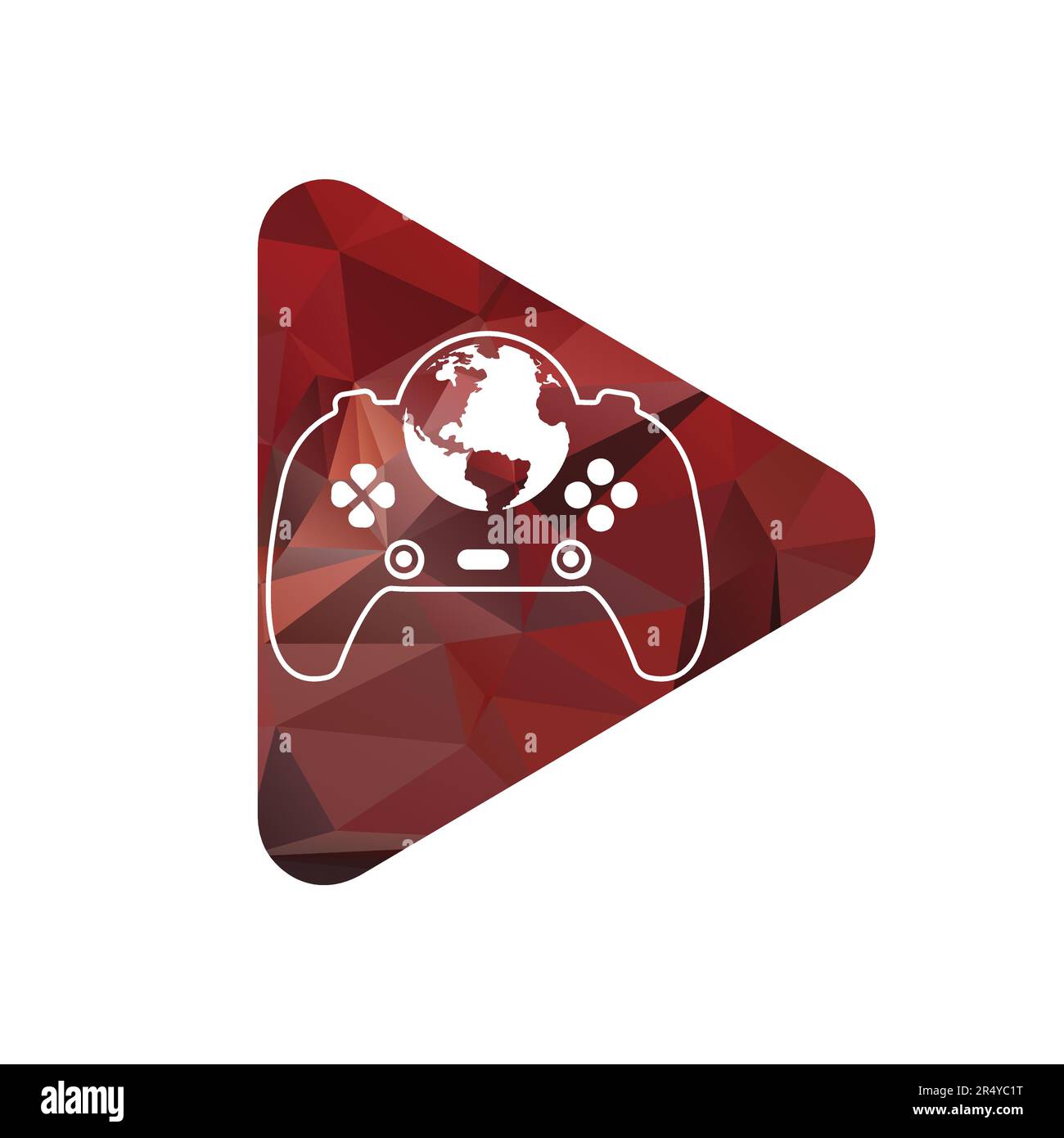 Design icona del logo del globo del gioco. illustrazione vettoriale del tasto del gioco del mondo del giocatore in linea Illustrazione Vettoriale