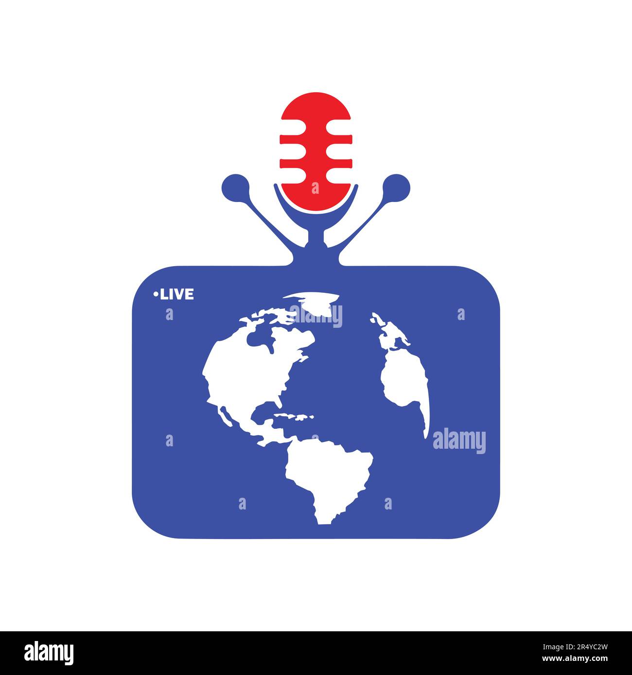 Podcast Live TV con icona del globo vettore templete microfono illustrazione Illustrazione Vettoriale