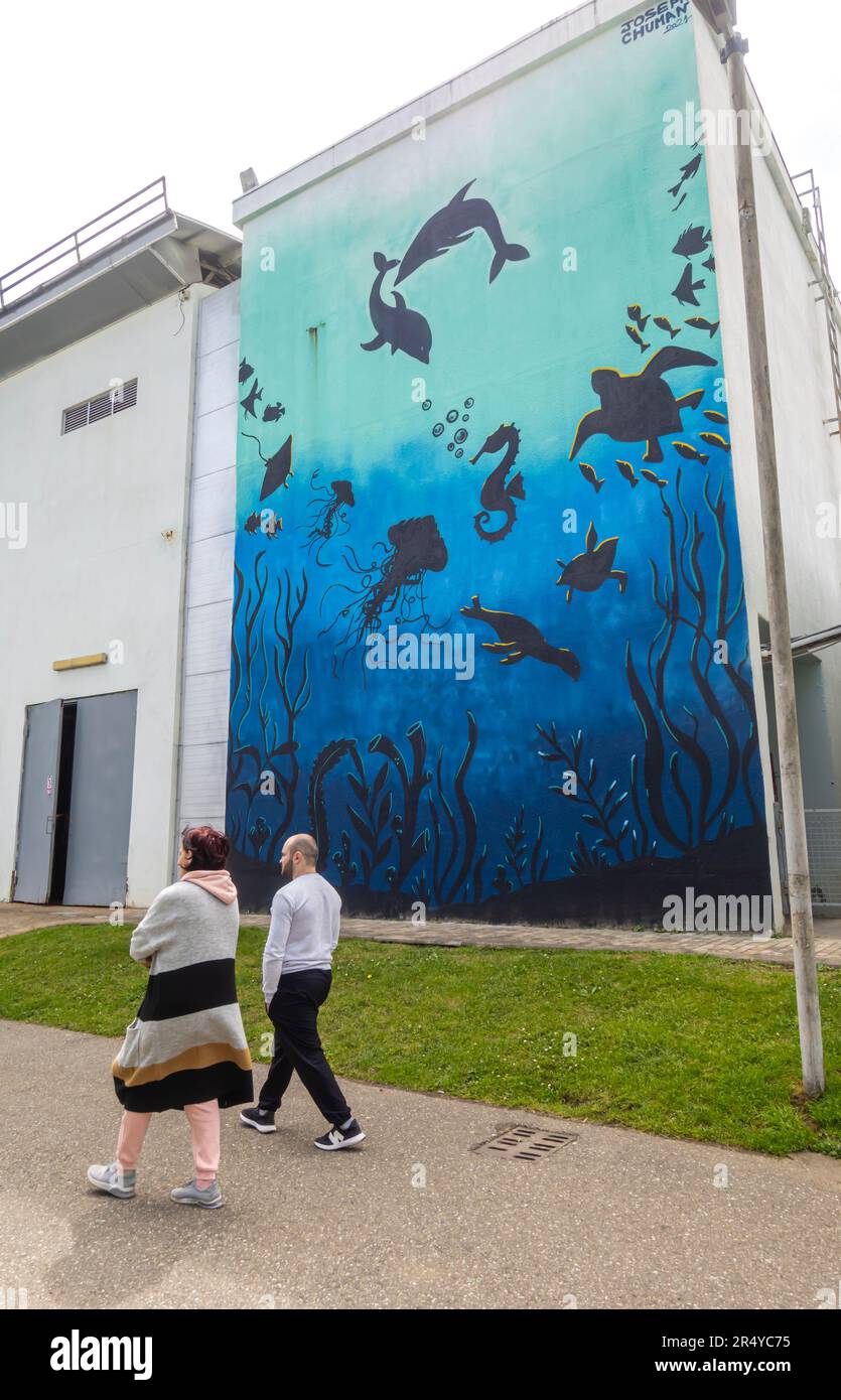 Joseph Chuman 2021 vita sottomarina murale, vita marina, lifoforme marine marittime. Batumi Tbilisi Foto Stock