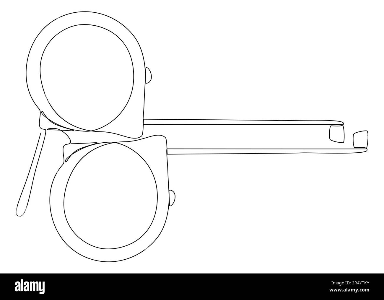Una linea continua di nastro Righello. Concetto di vettore di illustrazione a linea sottile. Disegno di contorno idee creative. Illustrazione Vettoriale