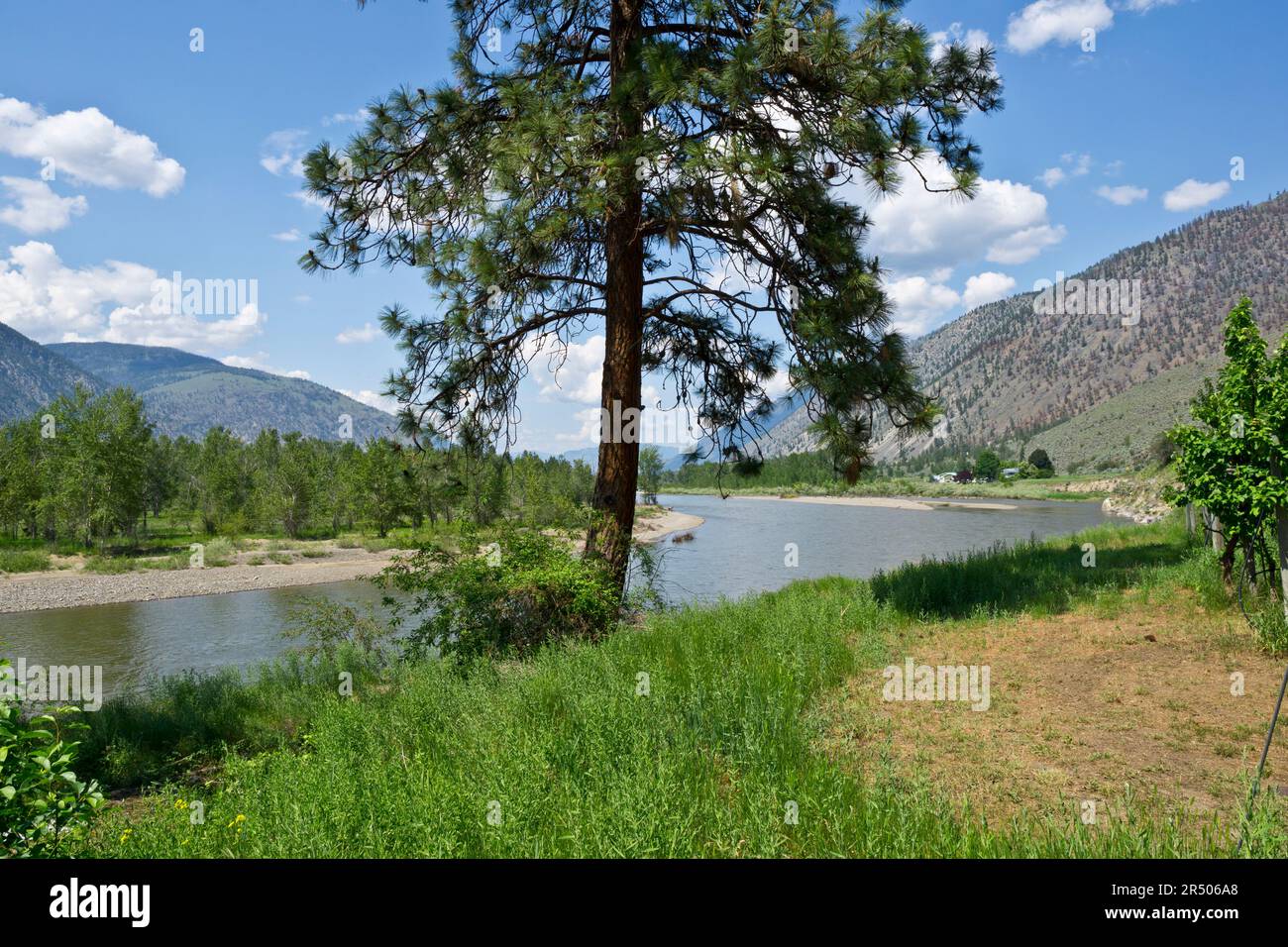 Fiume Similkameen vicino a Cawston, British Columbia, Canada. Nella valle di Okanagan. Foto Stock