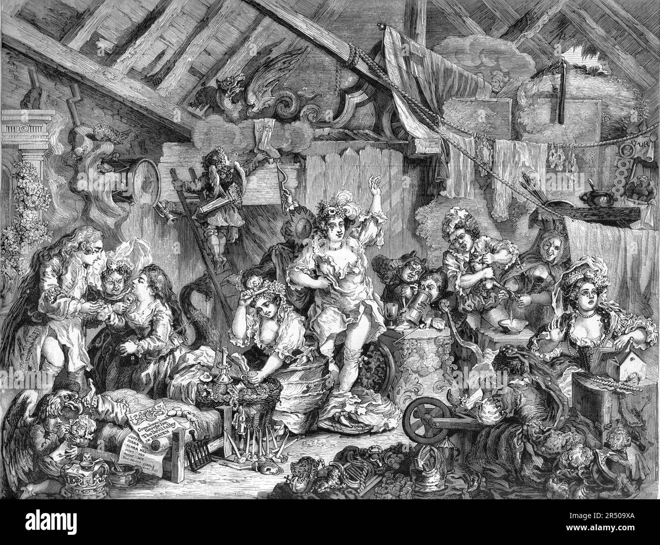 Hogarth - Stolling Actres vestirsi in un fienile Foto Stock