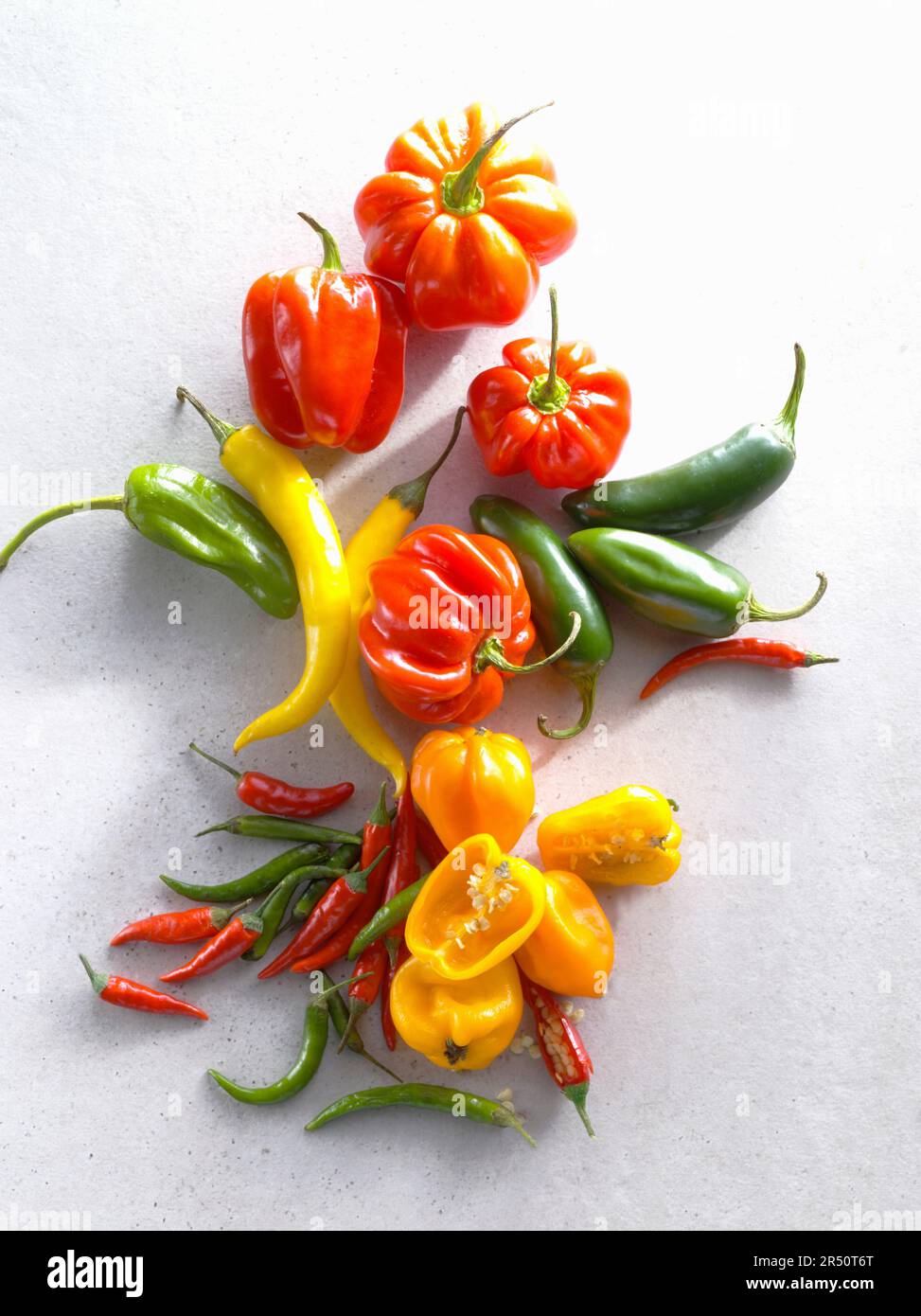 Diversi tipi di peperoncini Foto Stock