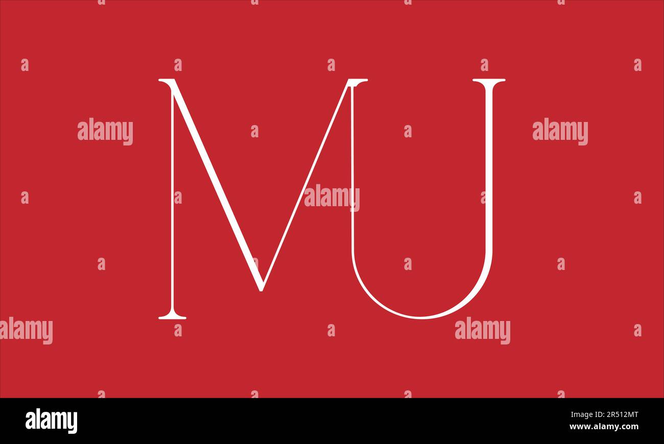 Modello di logo vettoriale lettera iniziale MU UM M U Illustrazione Vettoriale