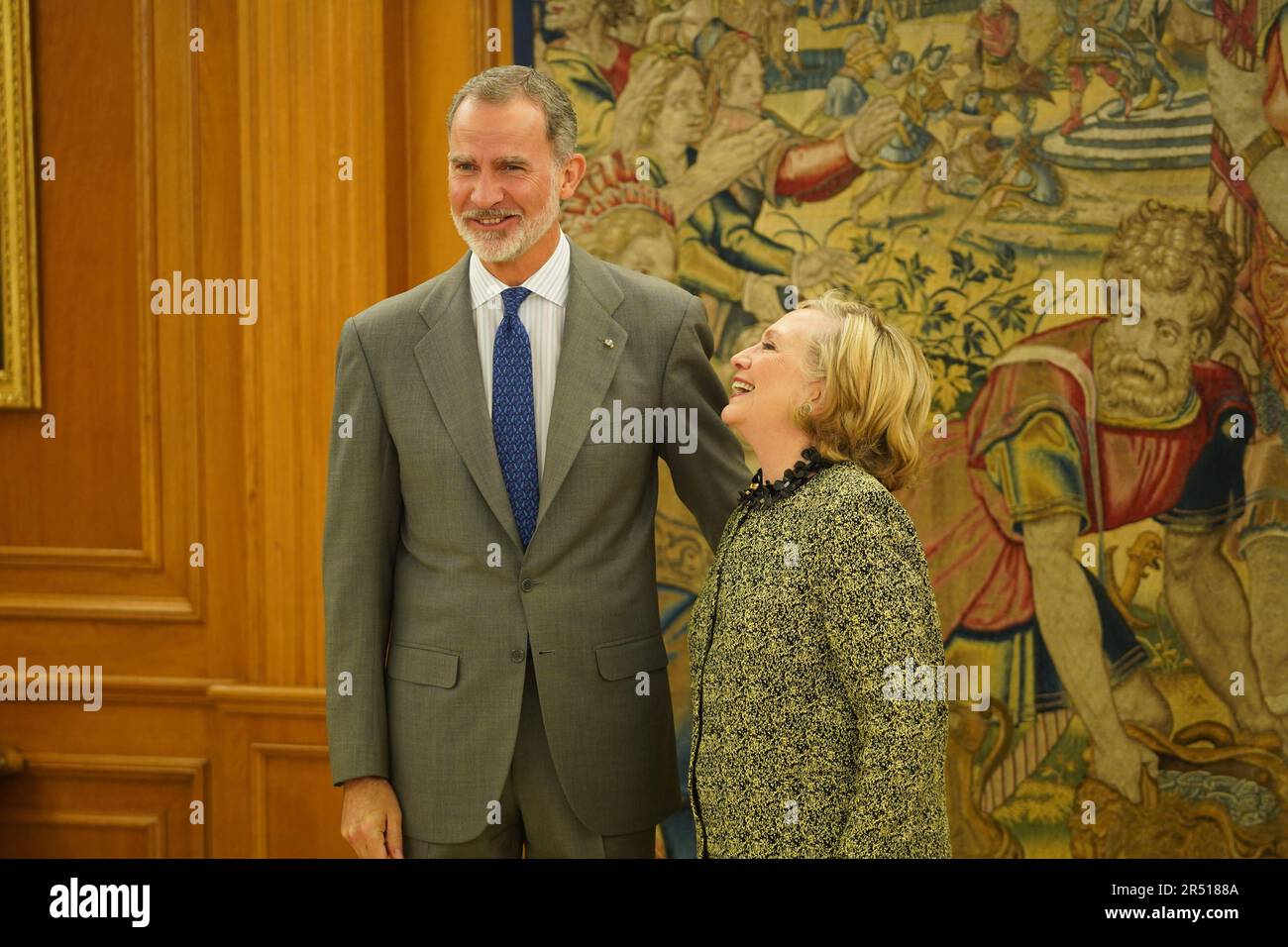 Madrid, Spagna. 31st maggio, 2023. Re Felipe VI riceve Hilary Rodham Clinton, ex Segretario degli Stati Uniti d'America, in udienza a Madrid, giovedì 31 maggio 2023 Credit: CORDON PRESS/Alamy Live News Foto Stock
