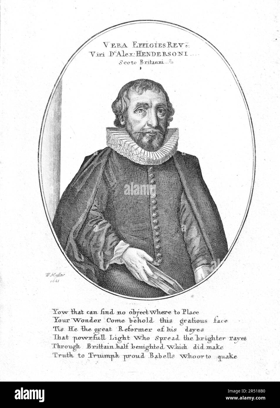 Alexander Henderson, c 1583 - 1646. Divino e diplomatico presbiteriano. Incisione di Wenceslaus Hollar 1641 Foto Stock