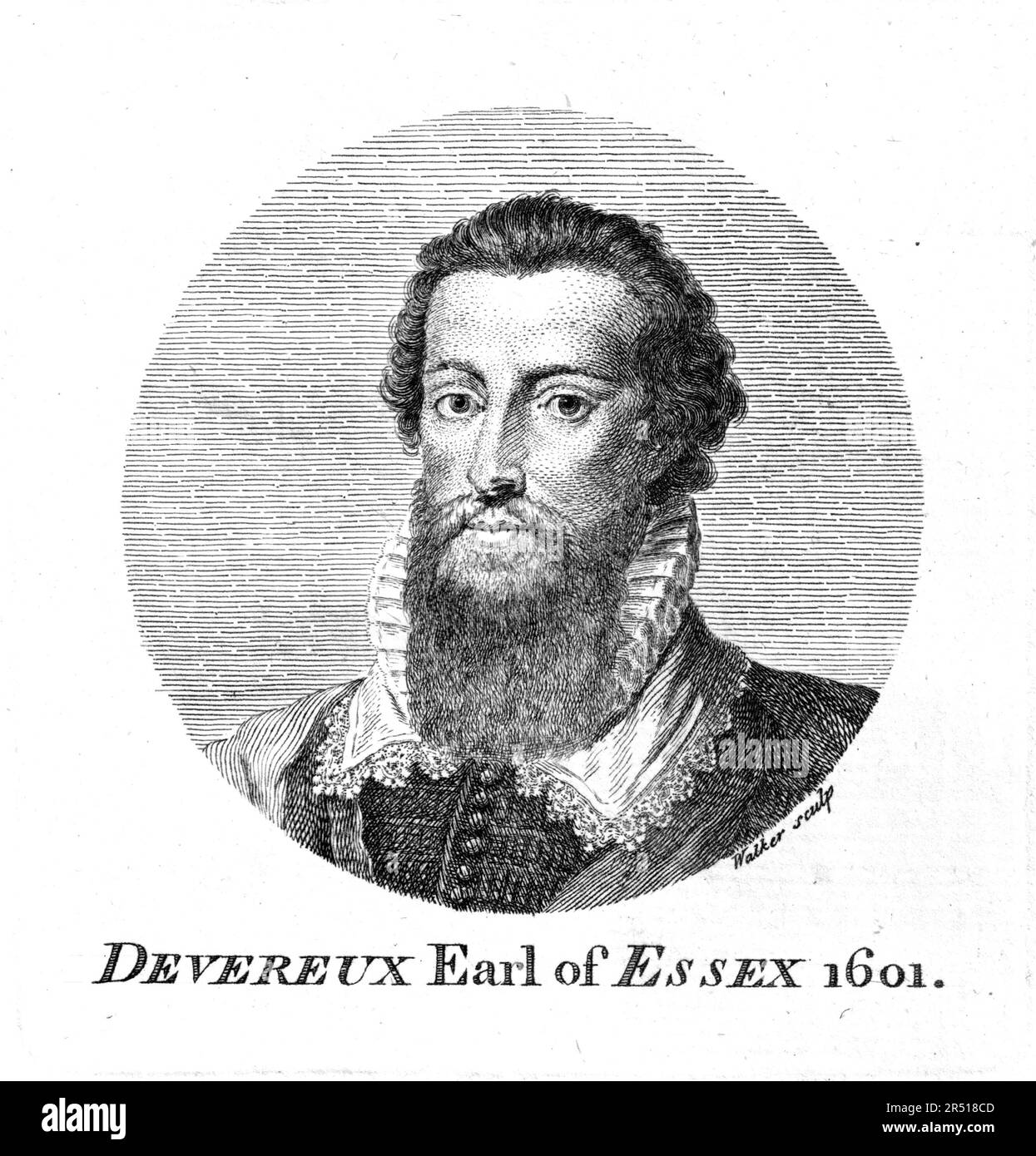 Robert Devereux, 2nd conte di Essex, 1567-1601. Favorita della regina Elisabetta d'Inghilterra, incisione di John Walker Foto Stock