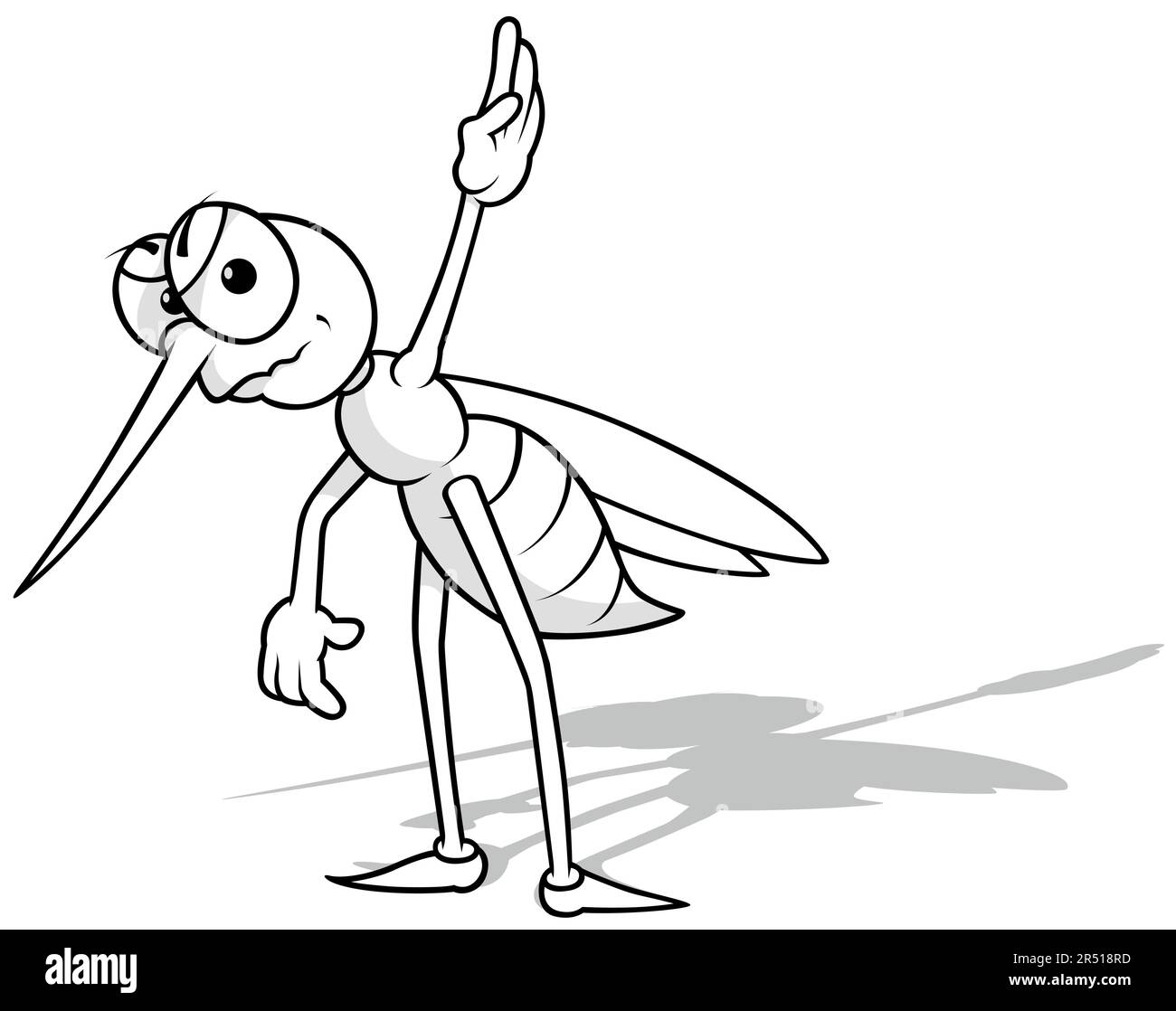 Disegno di una zanzara con una mano sollevata Illustrazione Vettoriale