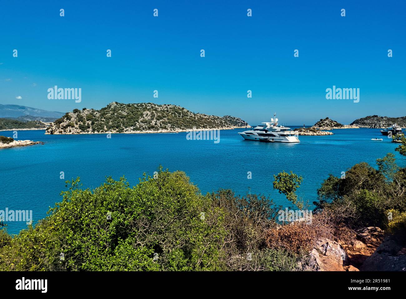 Bella baia sulla Via Licia, Üçağız, Turchia Foto Stock