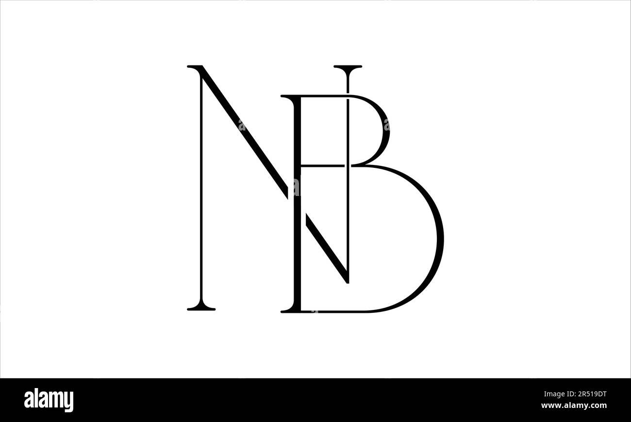 NB BN N B Design iniziale del logo vettoriale della lettera Illustrazione Vettoriale