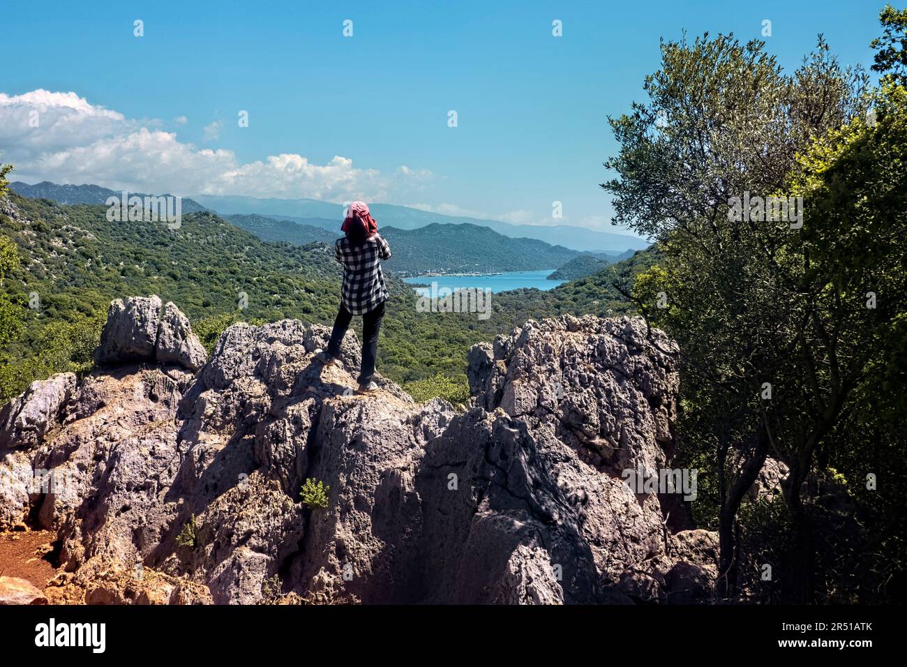 Vista di Üçağız dalla Via Licia, Üçağız, Turchia Foto Stock