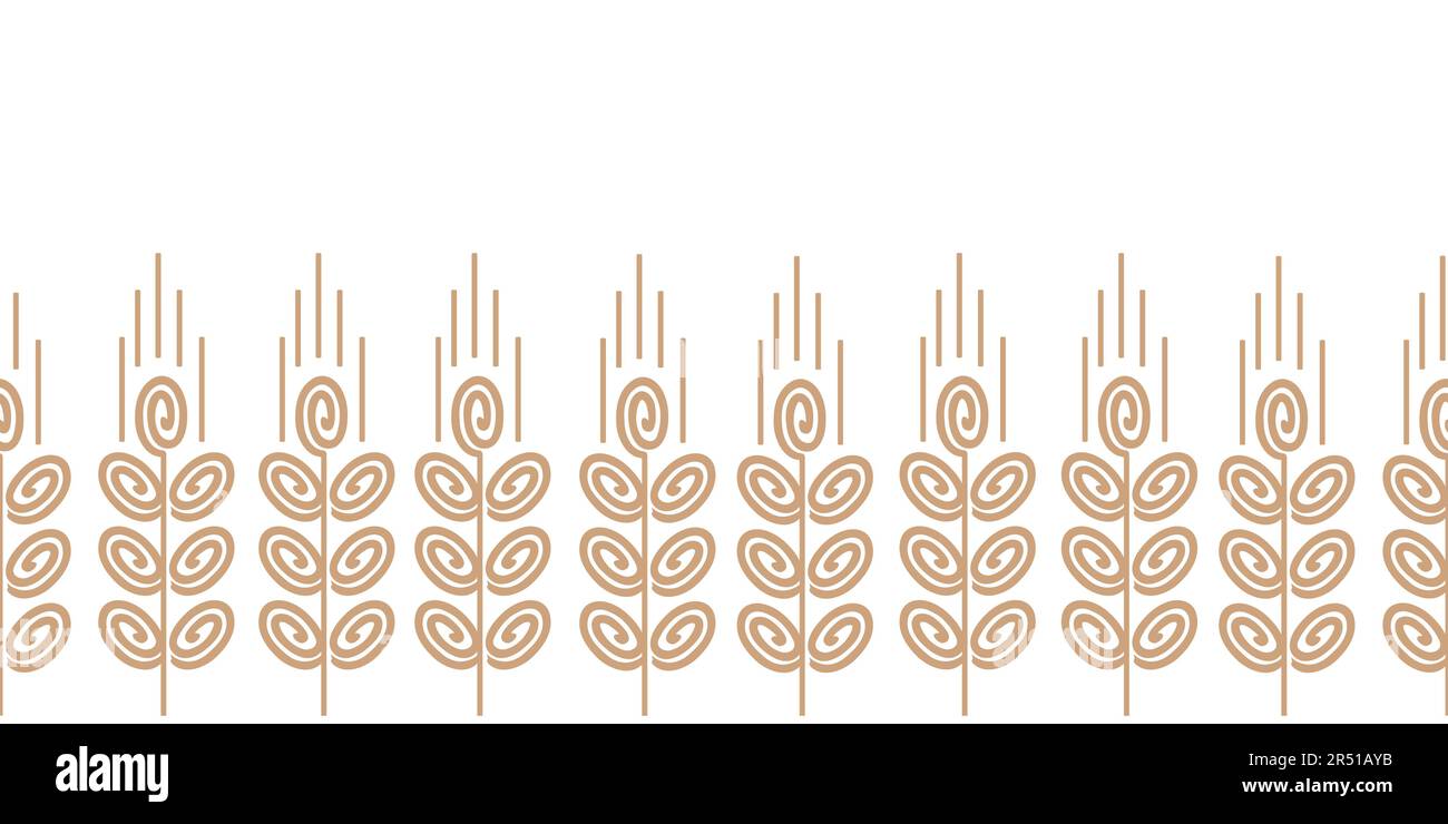 Vettore isolato di fondo di frumento o orzo senza saldatura. Doodle disegno a mano illustrazione, infinite segale spikelets di spighe di grano bordo, cornice, banner, volantino Illustrazione Vettoriale