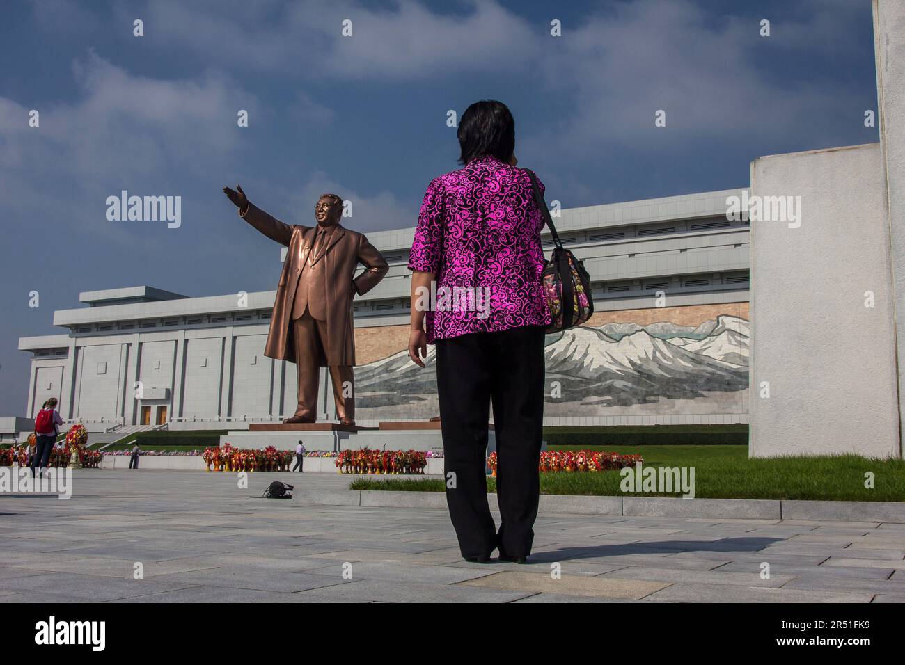 Celebrazione nazionale al Mansu Hill Grand Monument a pyongyang, Corea del Nord Foto Stock